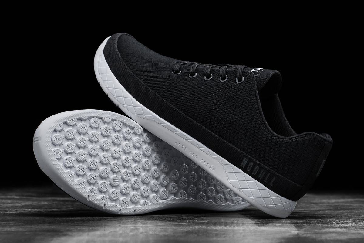 Nobull Canvas Men's Trainers Black White | Australia (CK2497)